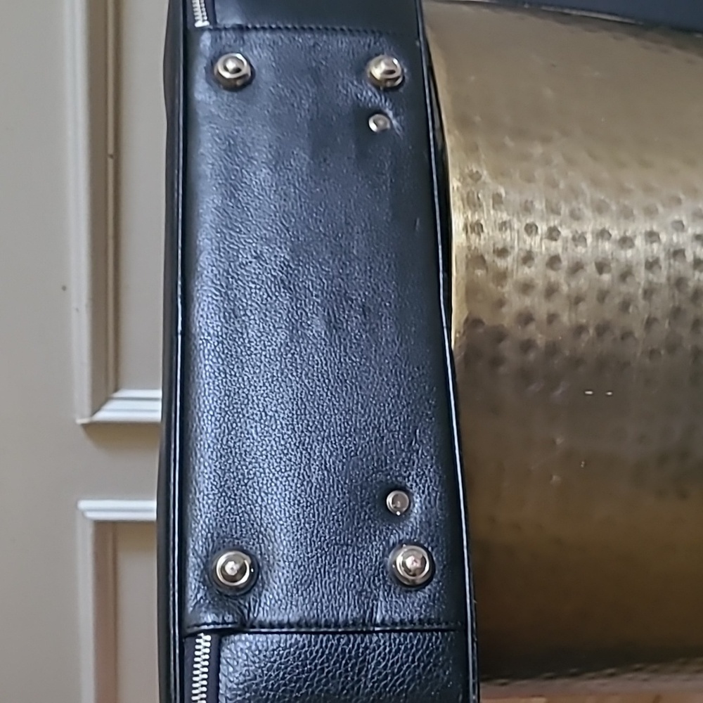 ro BAGS Retro Modern Black Leather Suitcase RARE - Picture 11 of 13